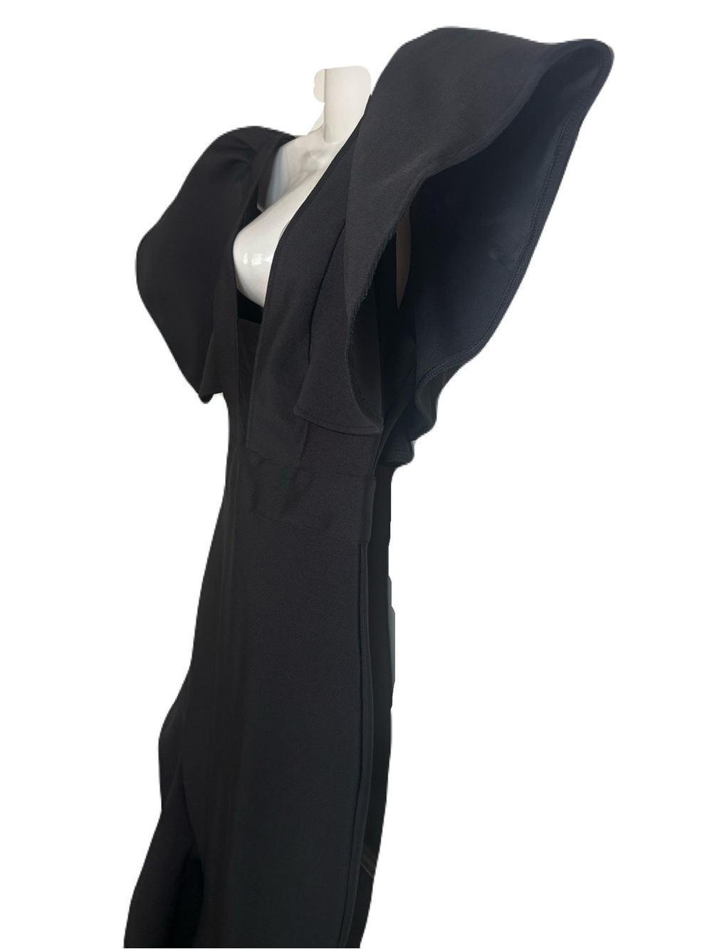Elegant Black asymmetrical Ruffle Dress with Statement Sleeves - Picture 14 of 16